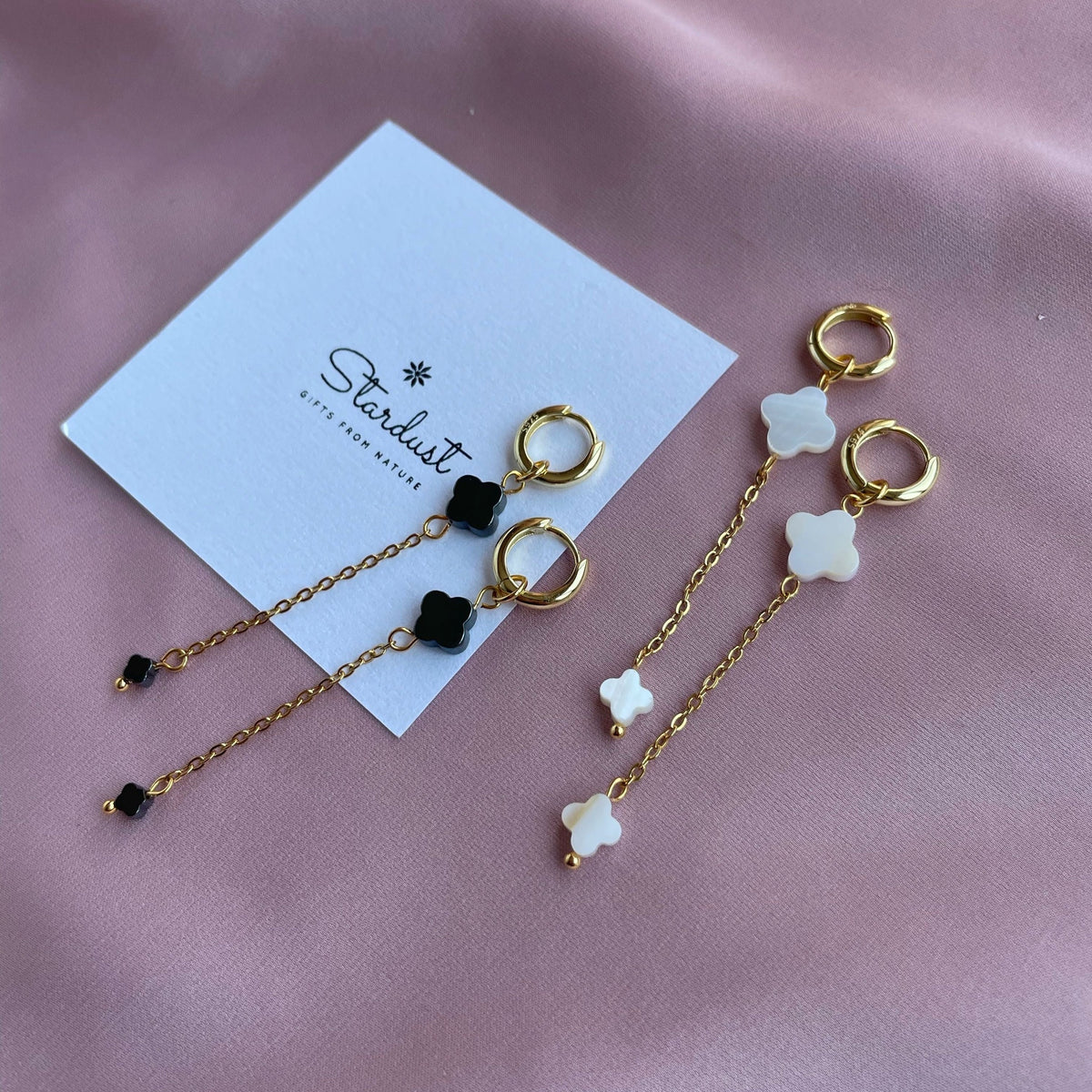 Éclat de Nacre | Handmade Mother of Pearl Clover Earrings