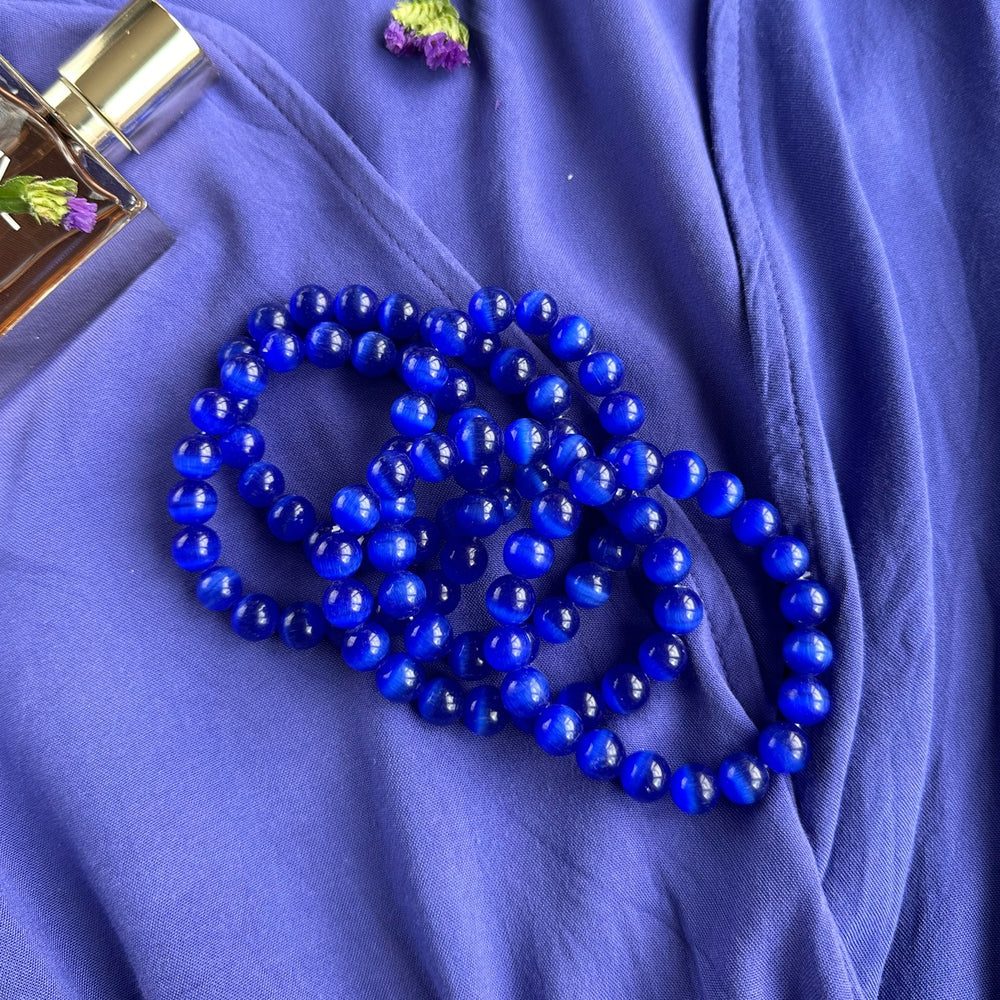 Blue Cat’s Eye Bracelet | Luminous Blue Beads
