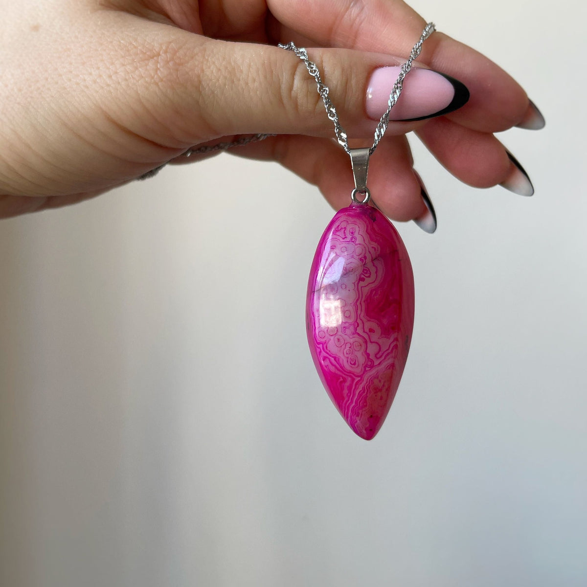 Magenta Pink Agate Point Pendant