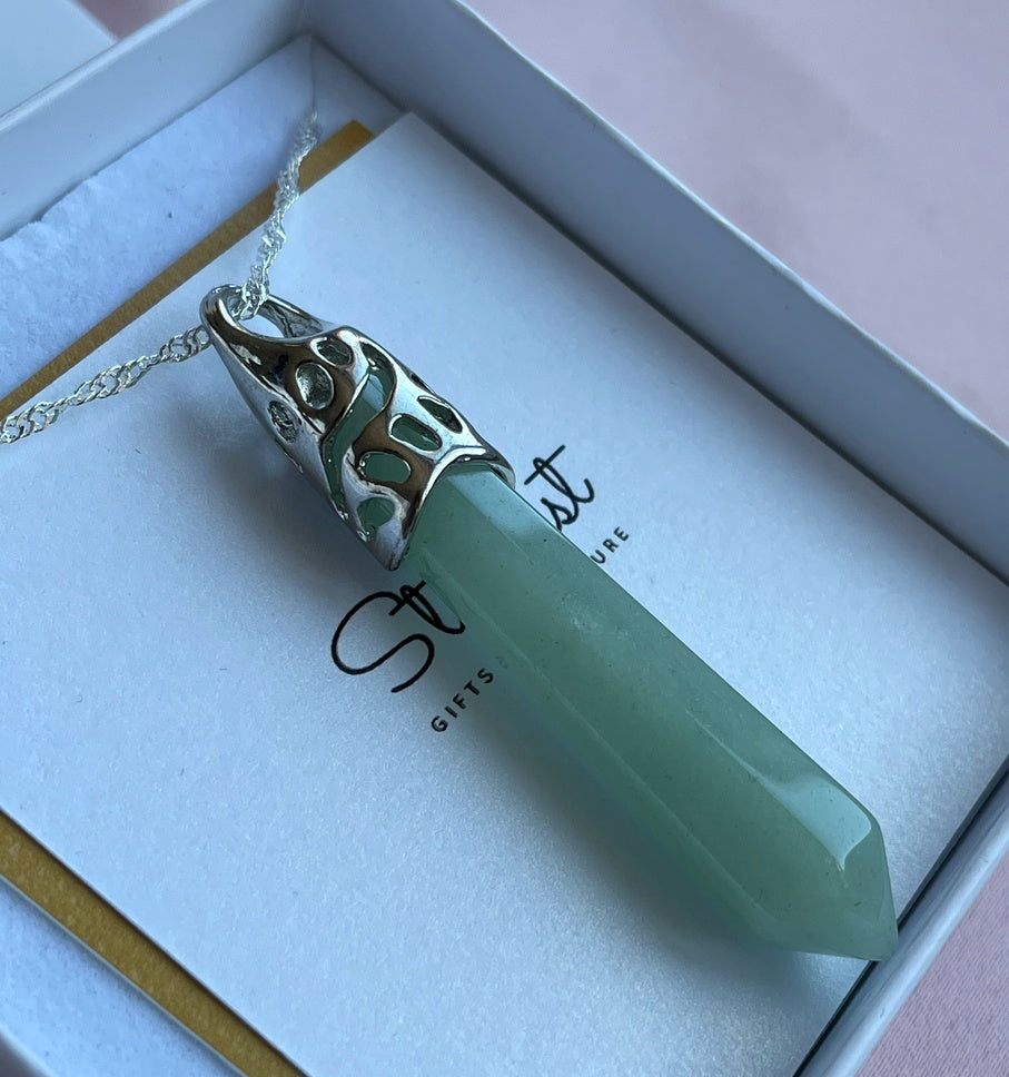 Natural Green Jade prism Pendant