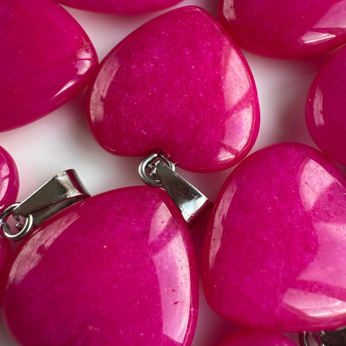 Tiny Pink Agate heart pendant 15mm