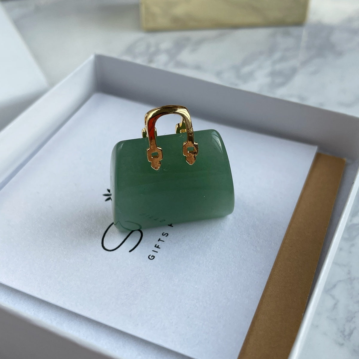 Modern Gemstone Handbag Keychain | Mini Crystal Bag Charm