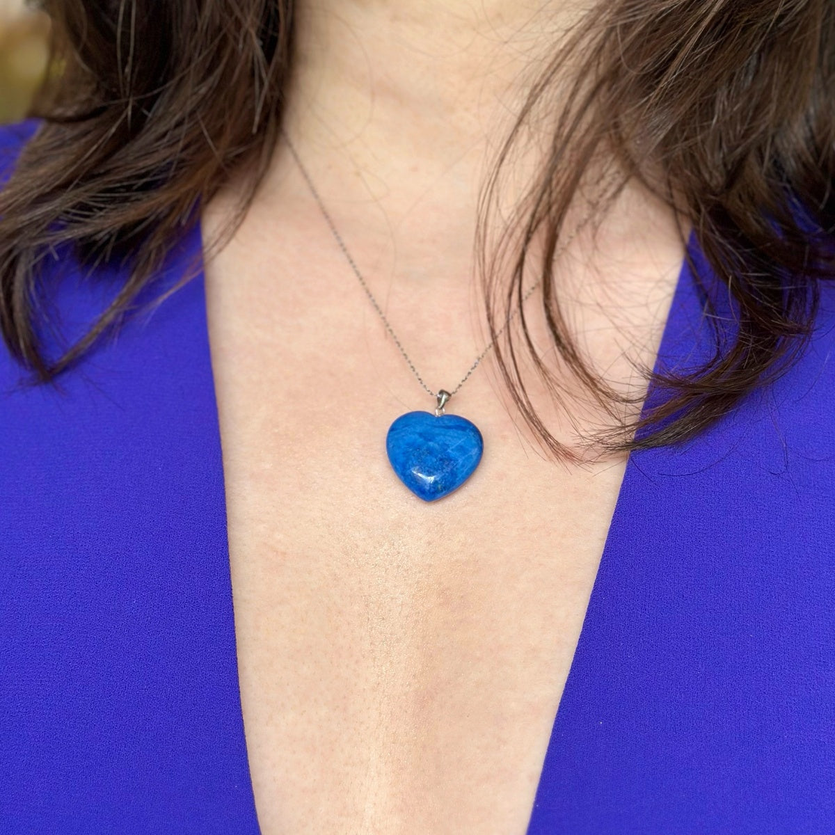 Natural Cobalt Blue Lapis Lazuli Heart Pendant 2.5cm | Gold & Silver