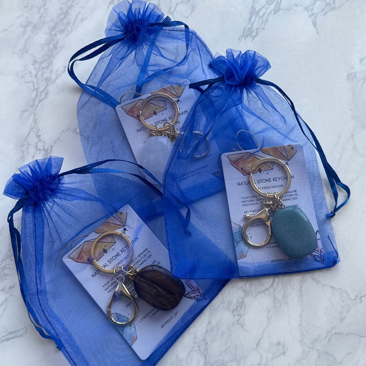 Natural Crystal Keychain, Large Tumbled Gemstone Keychain, Crystal Gift, Gold Keyring with Clasp