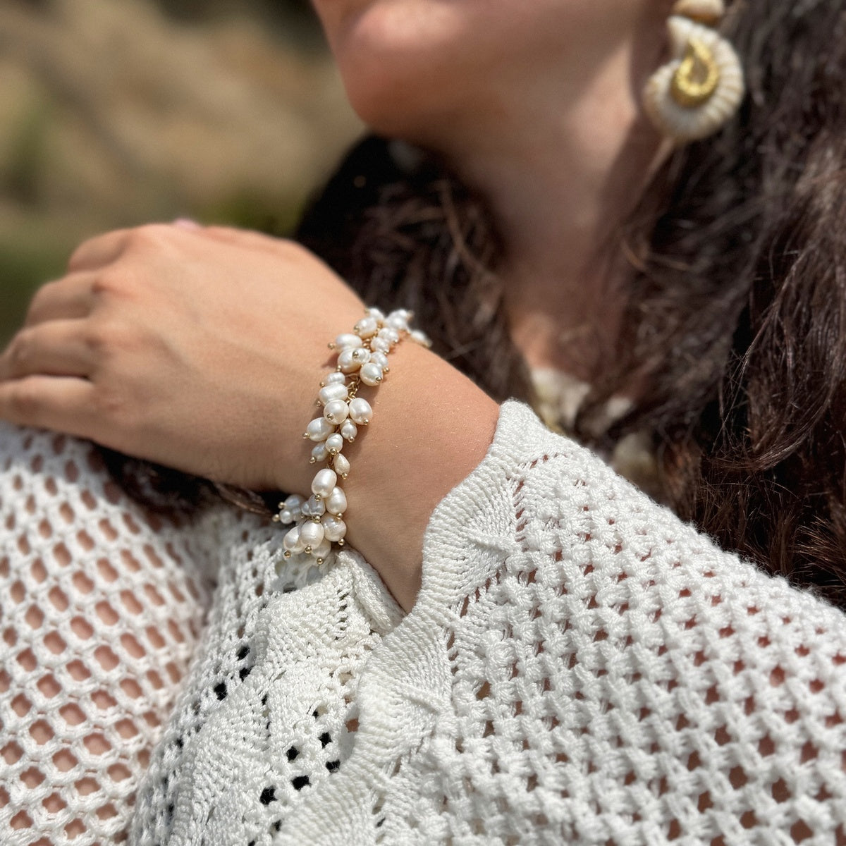 Asymmetrical Freshwater Pearl Earrings, Handmade Pearl Statement Earrings