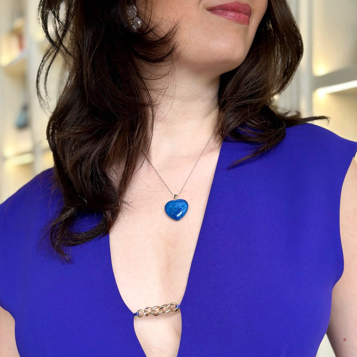 Natural Cobalt Blue Lapis Lazuli Heart Pendant 2.5cm | Gold & Silver