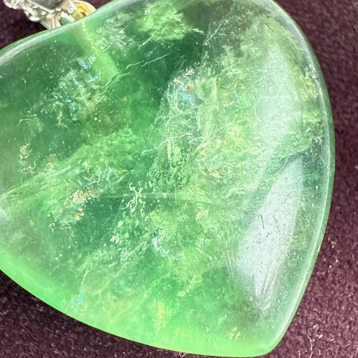 Natural Green Fluorite Heart Necklace 3cm | Clarity & Harmony