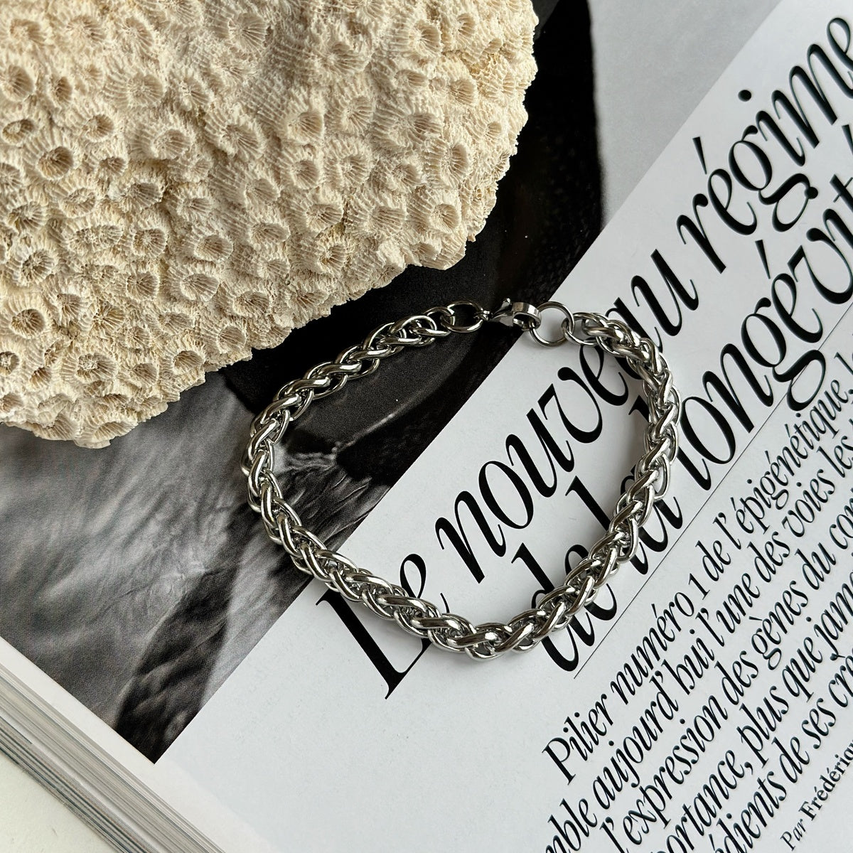 Stainless Steel Wheat Chain Bracelet for Him