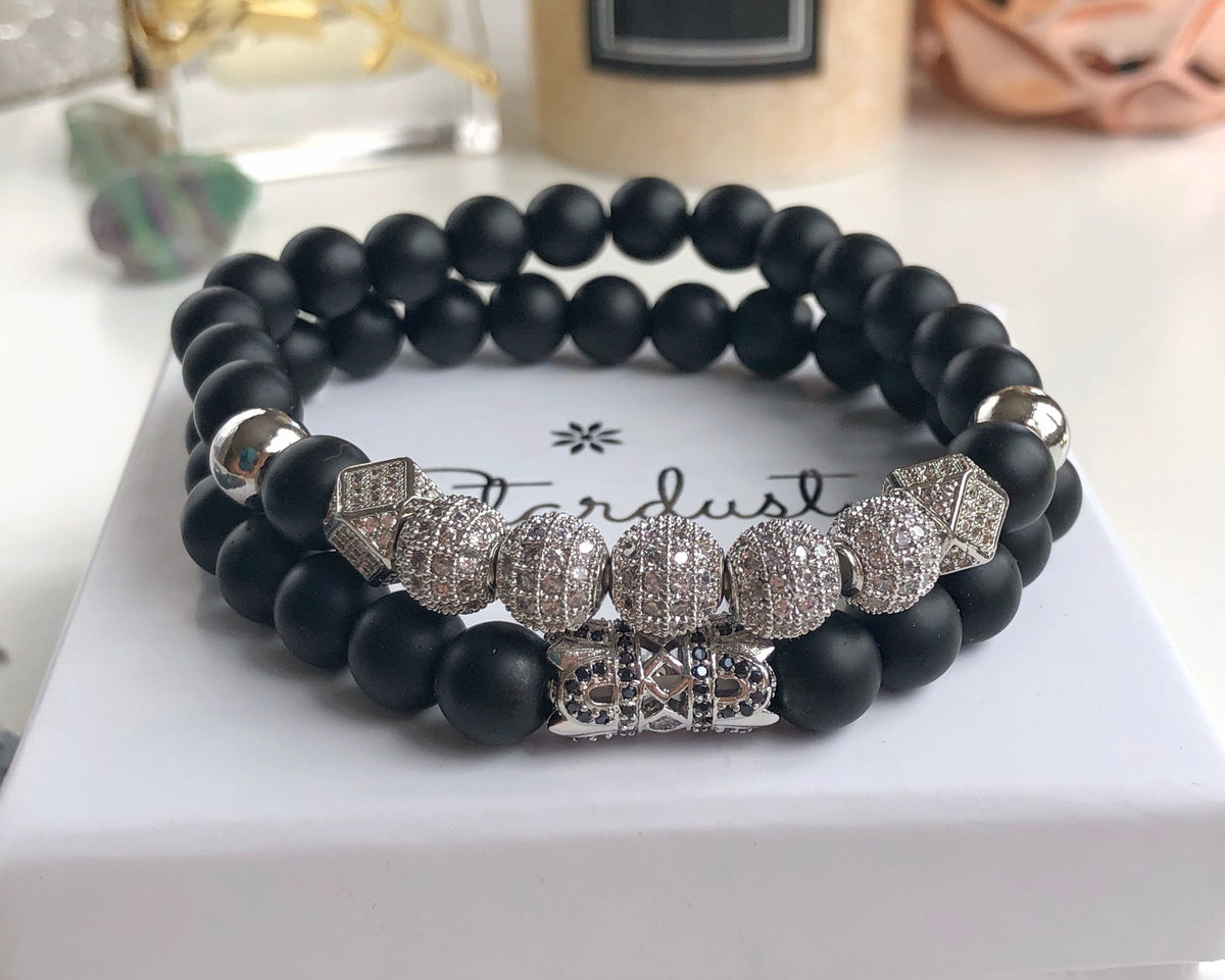 STAND OUT | Men’s Black Onyx & Silver Zircon Bracelet