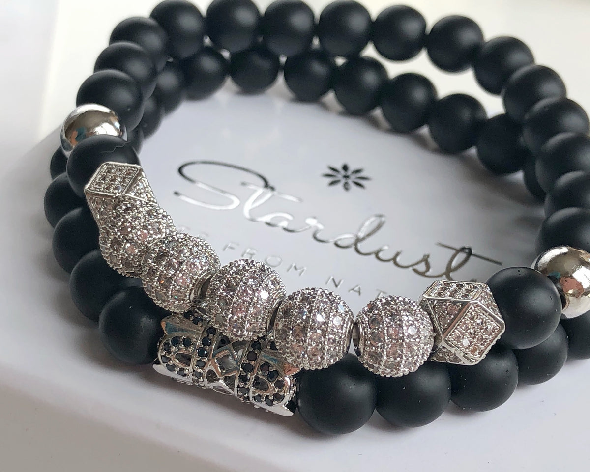 STAND OUT | Men’s Black Onyx & Silver Zircon Bracelet