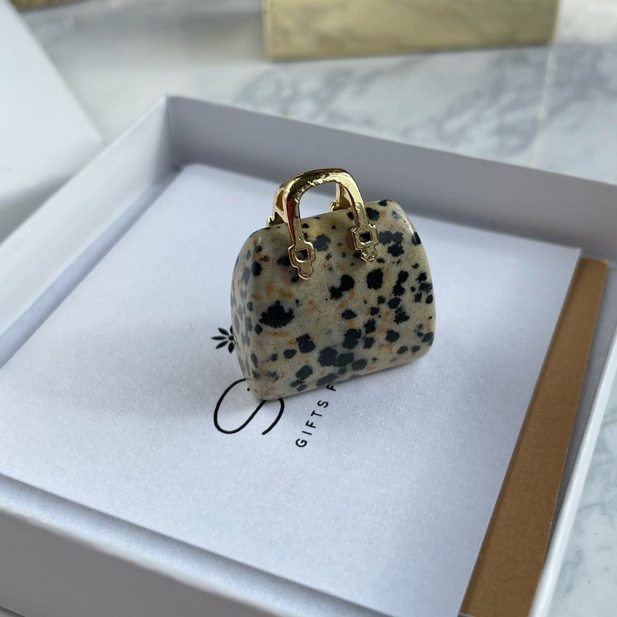 Modern Gemstone Handbag Keychain | Mini Crystal Bag Charm