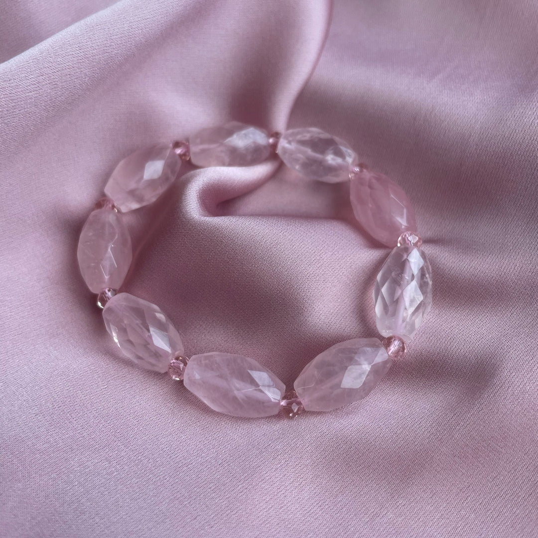 Large faced Rose Quartz bracelet
