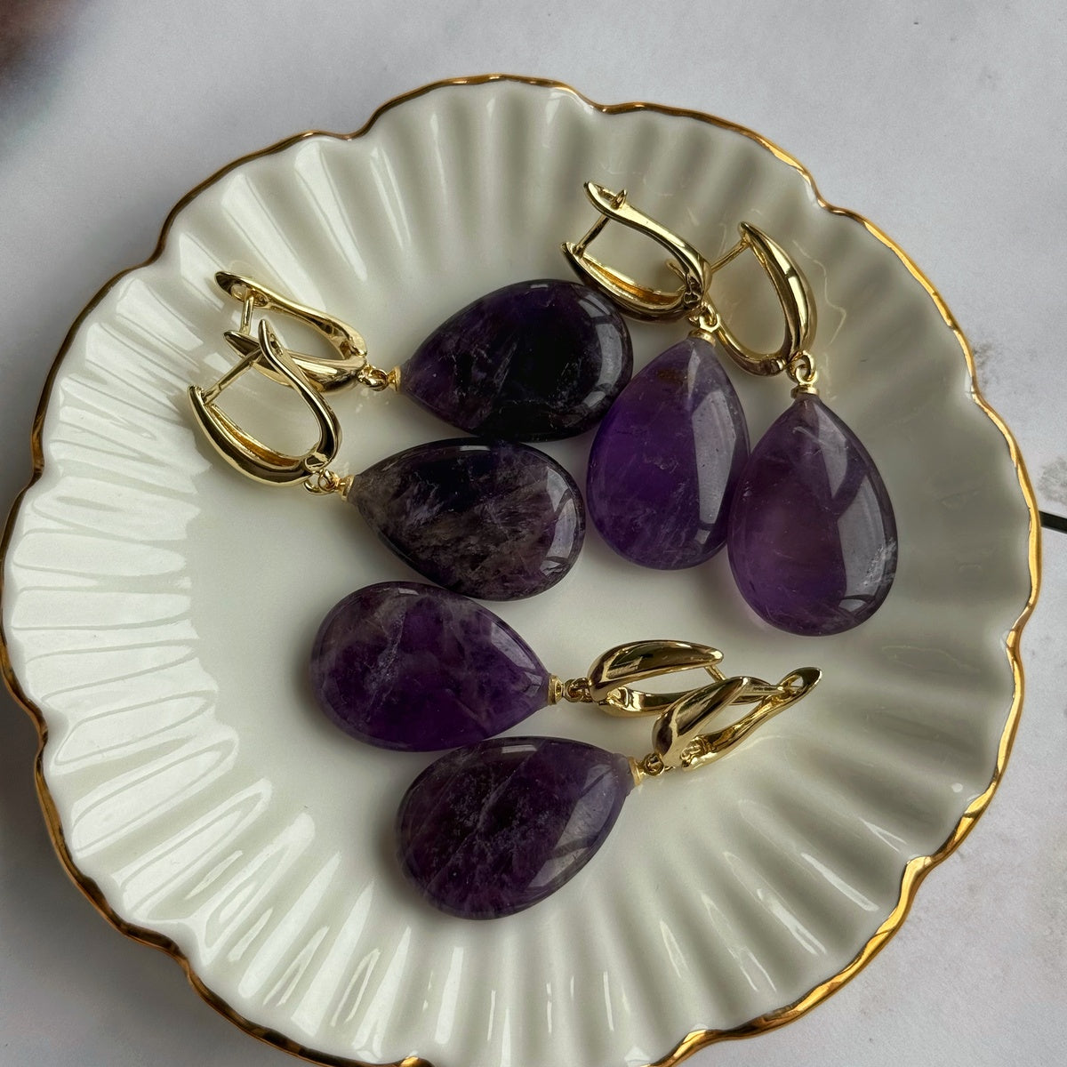 Natural Amethyst Drop Earrings