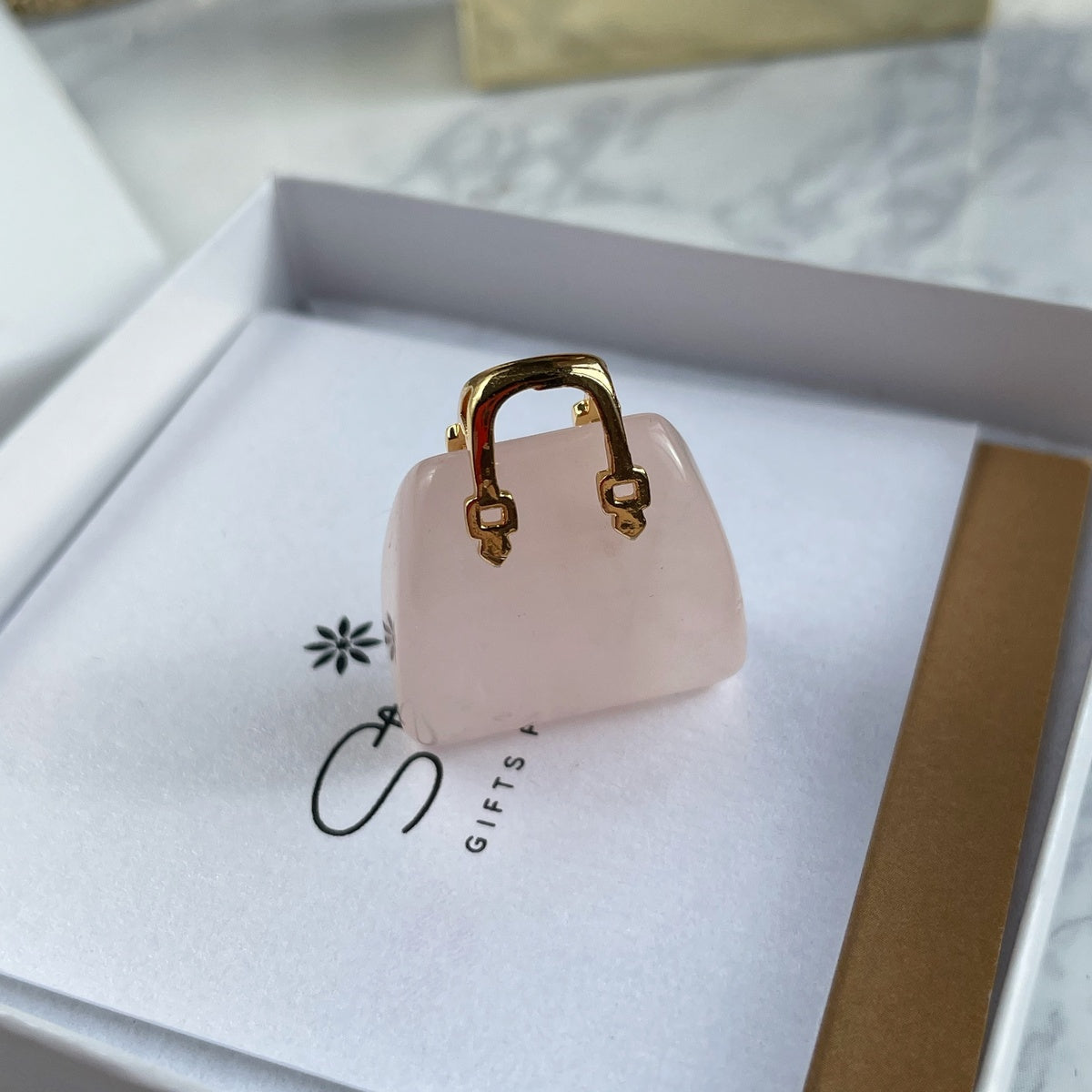 Modern Gemstone Handbag Keychain | Mini Crystal Bag Charm