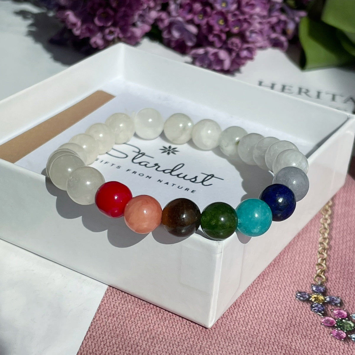 7 Chakra Gemstone Bracelet with Moonstone | Balance & Harmony