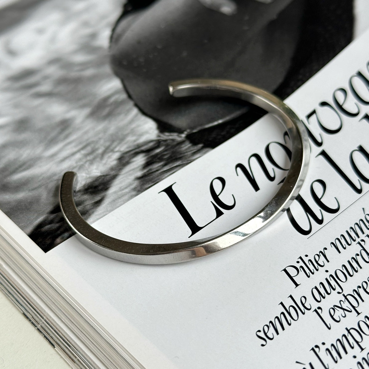 Minimalist Titanium Steel Bangle Bracelet for Him