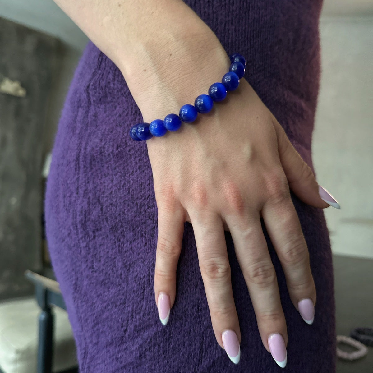 Blue Cat’s Eye Bracelet | Luminous Blue Beads