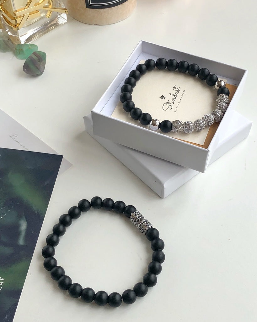 STAND OUT | Men’s Black Onyx & Silver Zircon Bracelet