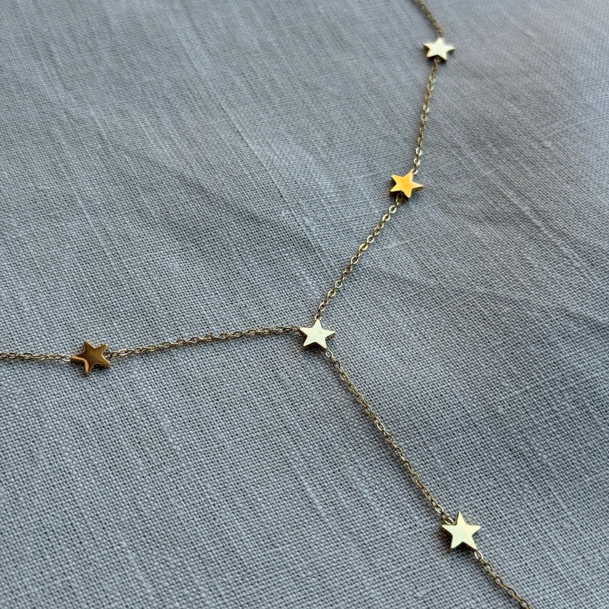 Delicate Tiny Stars Necklace, Dainty 18K Gold Plated Stainless Steel, Minimalist Star Choke