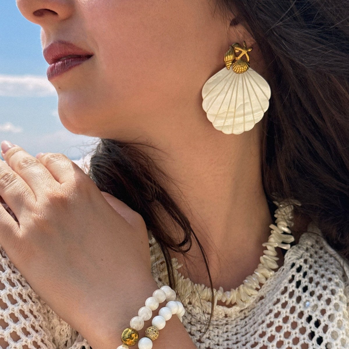 Natural Shell Statement Earrings