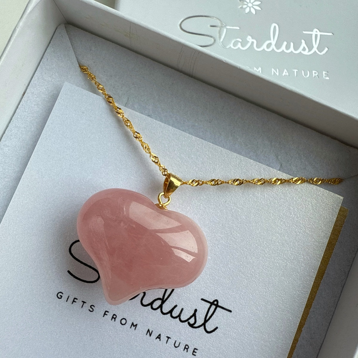 Natural Deep Pink Madagascar Rose Quartz Heart Pendant | Gold & Silver