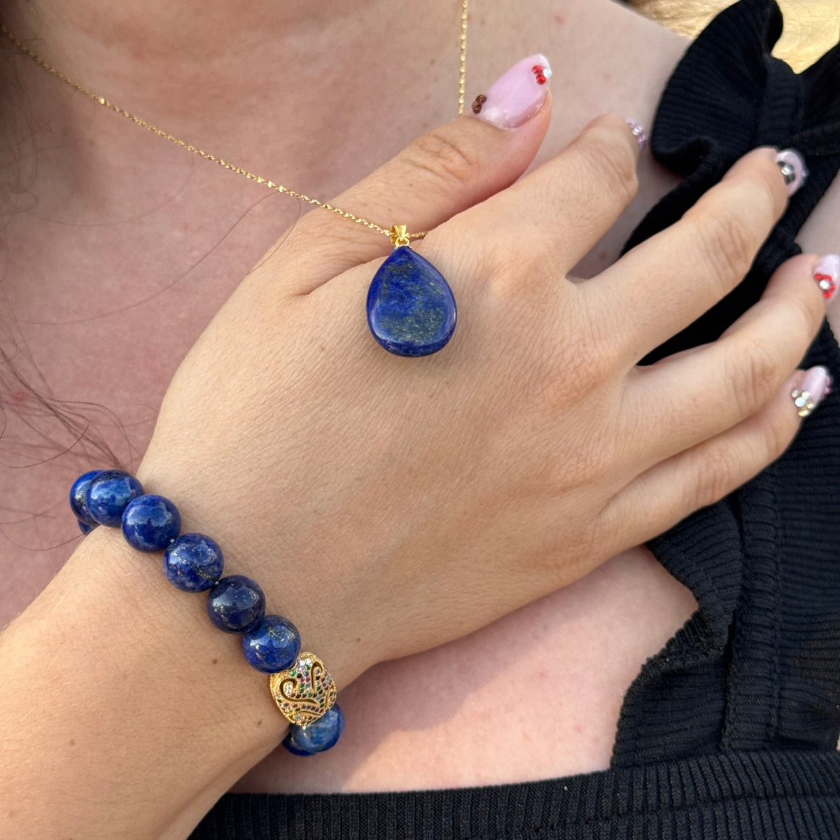 Lapis Lazuli drop pendant, Premium gemstone gift