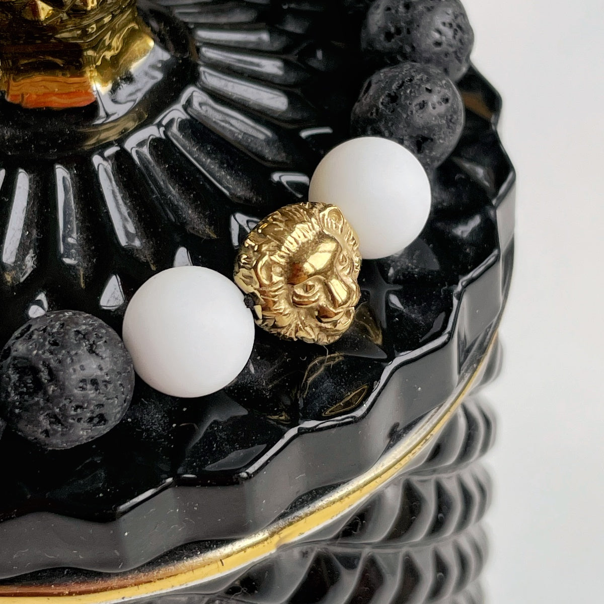Luxury lava stone lion head bracelet