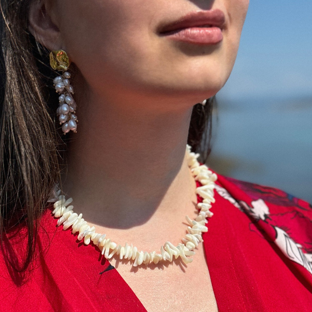 Mother of Pearl Choker Necklace, Natural Shell Choker
