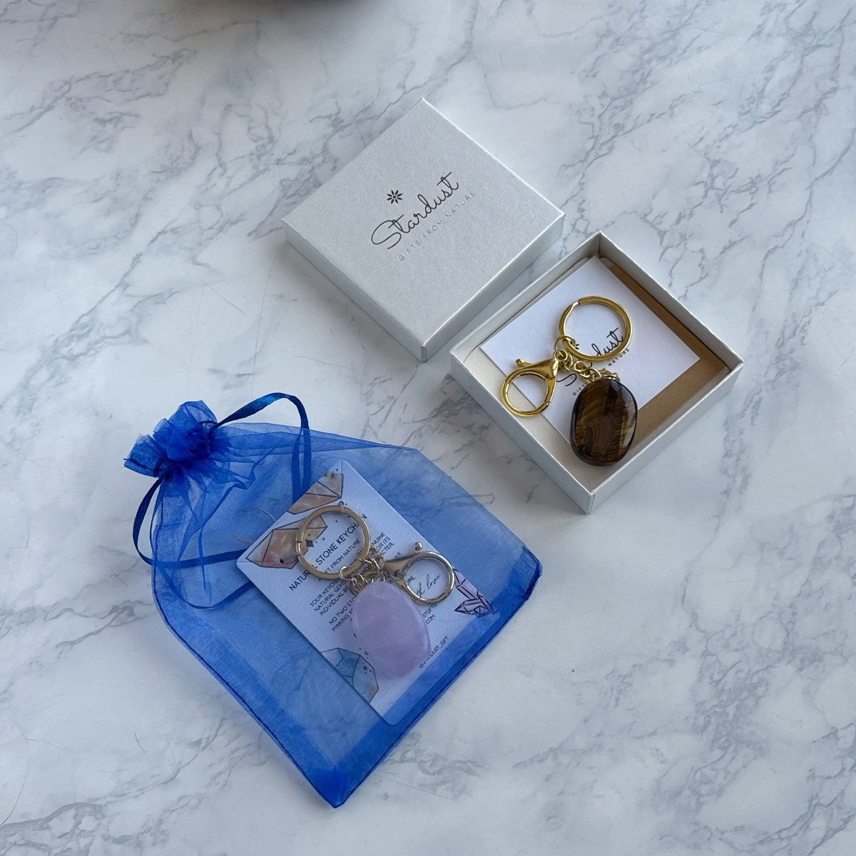 Natural Crystal Keychain, Large Tumbled Gemstone Keychain, Crystal Gift, Gold Keyring with Clasp