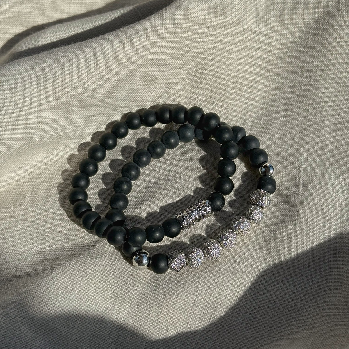 STAND OUT | Men’s Black Onyx & Silver Zircon Bracelet