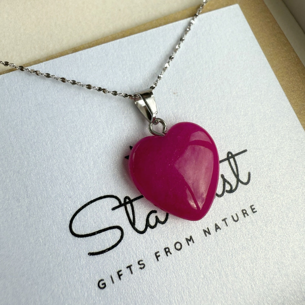 Tiny Pink Agate heart pendant 15mm