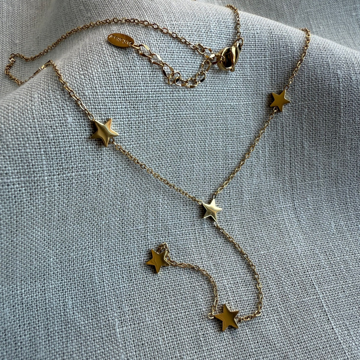 Delicate Tiny Stars Necklace, Dainty 18K Gold Plated Stainless Steel, Minimalist Star Choke