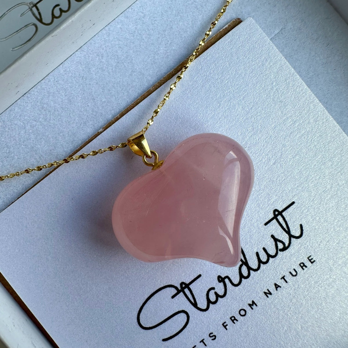 Natural Deep Pink Madagascar Rose Quartz Heart Pendant | Gold & Silver