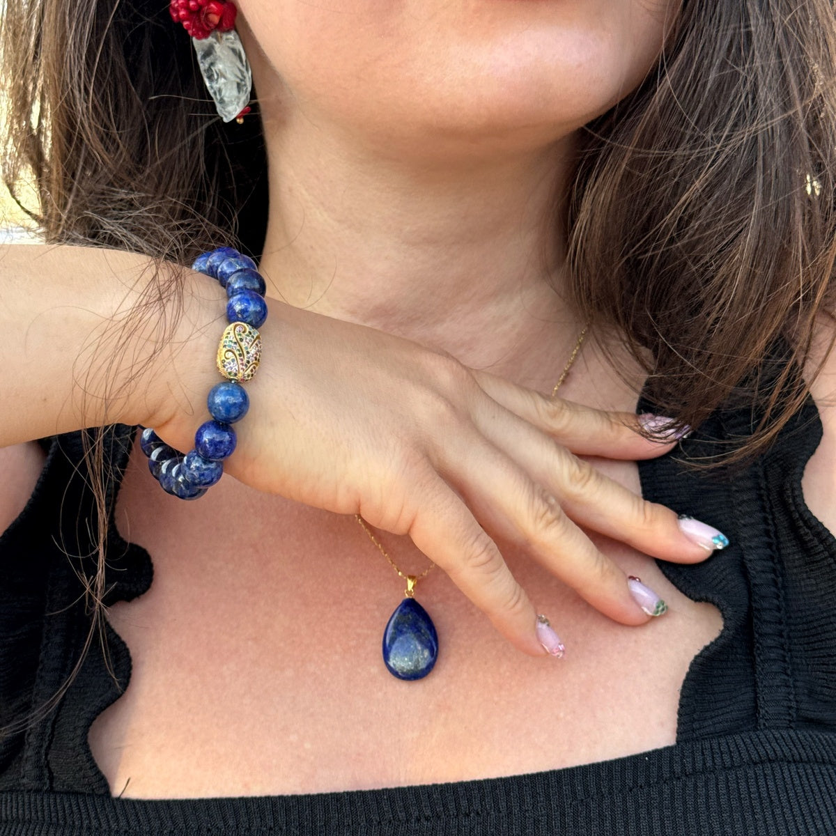 Lapis Lazuli drop pendant, Premium gemstone gift