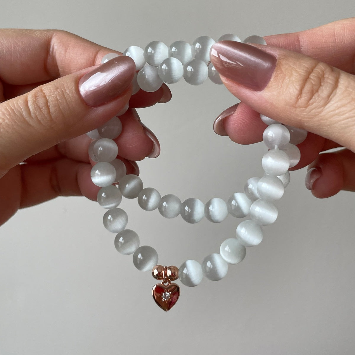 White Cat's Eye bracelet set