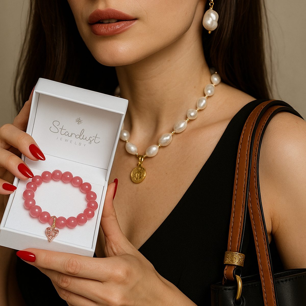 Rose Jade Heart Charm Bracelet | Pink Gemstone & Gold Zirconia