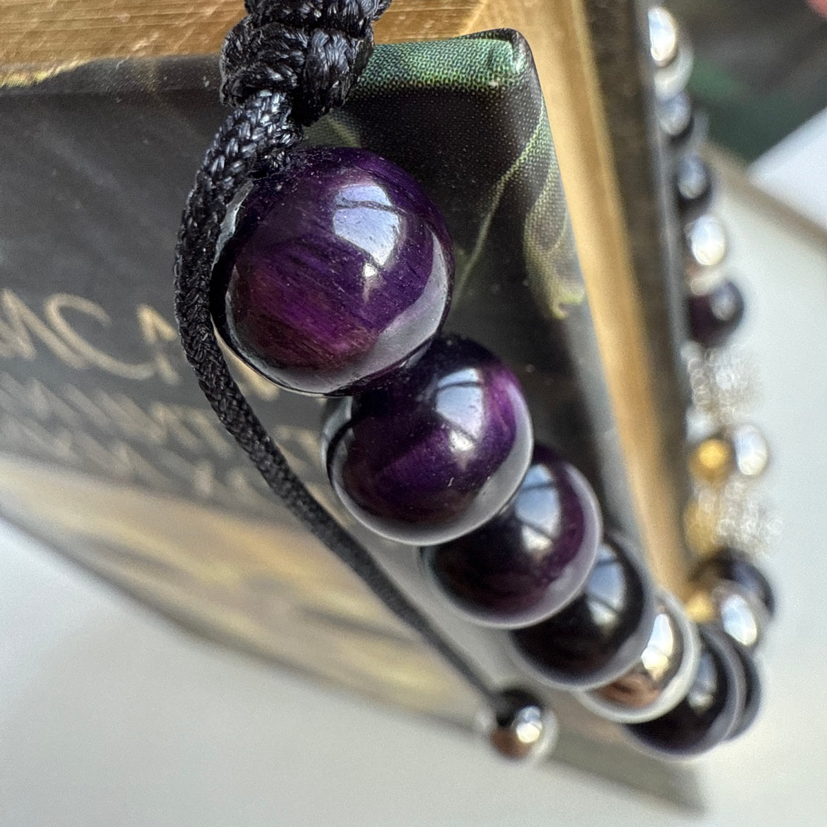 Luxury Men’s Bracelet Purple Tiger Eye Bracelet for Him