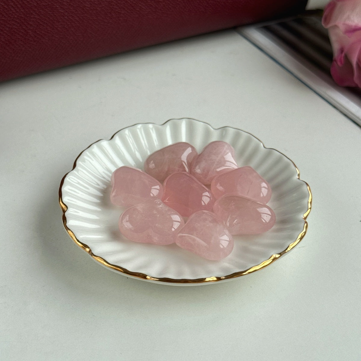 Natural Deep Pink Madagascar Rose Quartz Heart Pendant | Gold & Silver