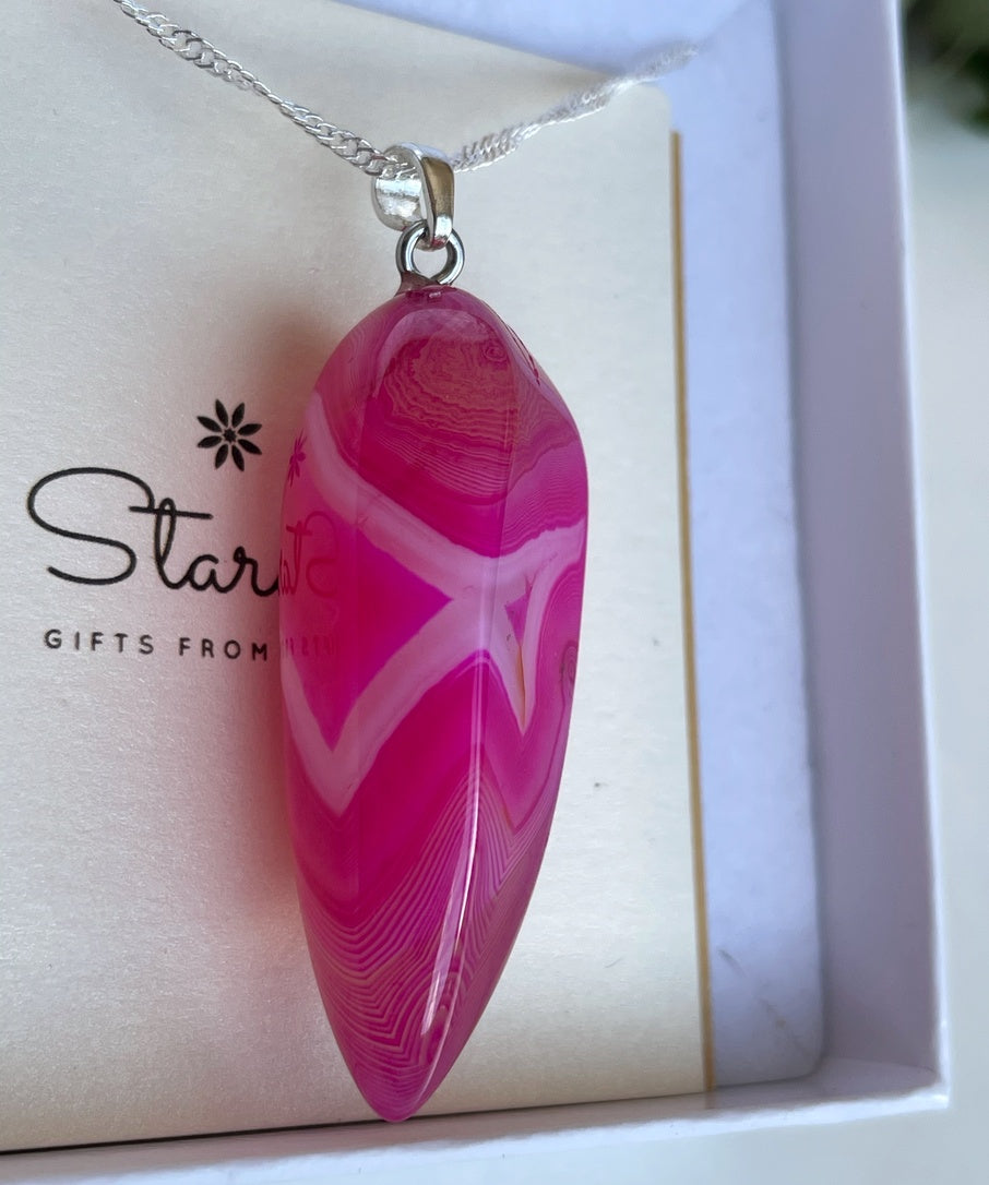 Magenta Pink Agate Point Pendant