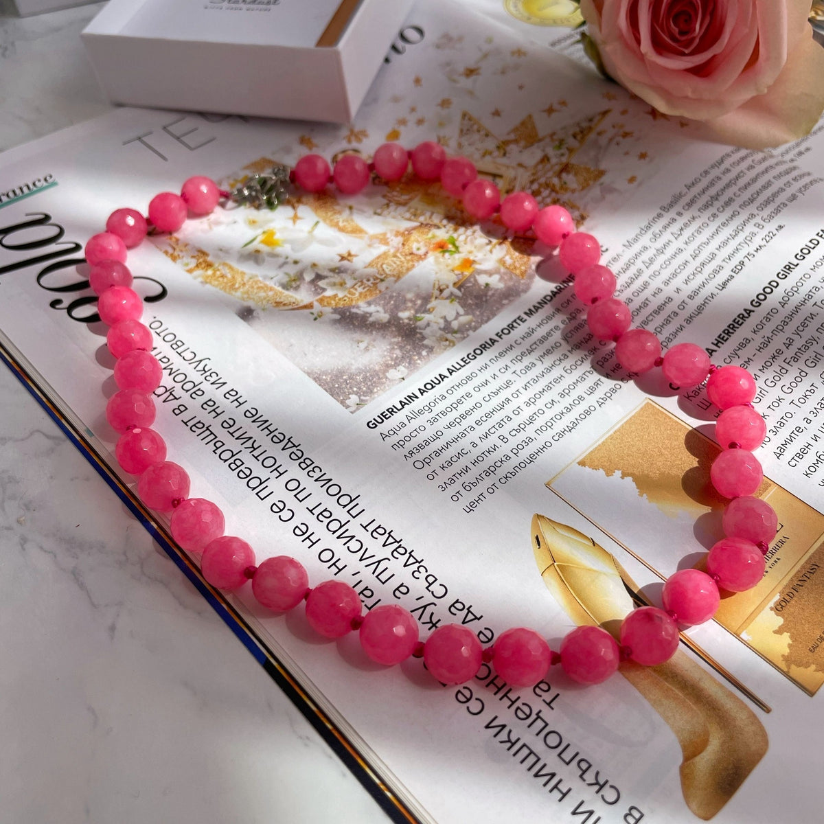 Pink Agate beaded necklace