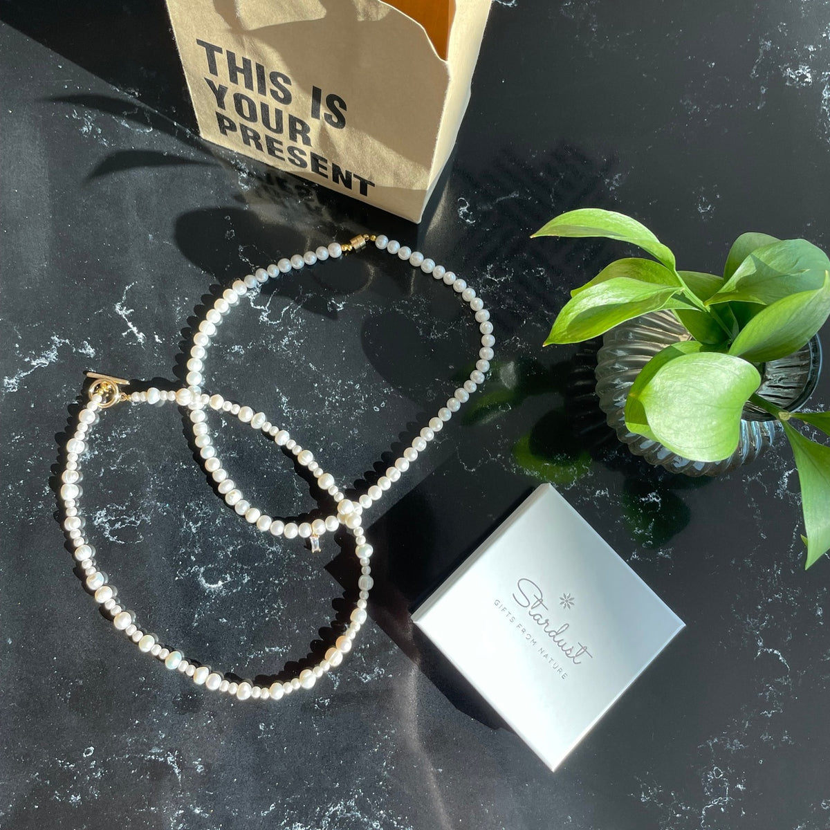 White Pearl Choker Necklace | Gold-Filled Toggle Clasp | Bridal Jewelry