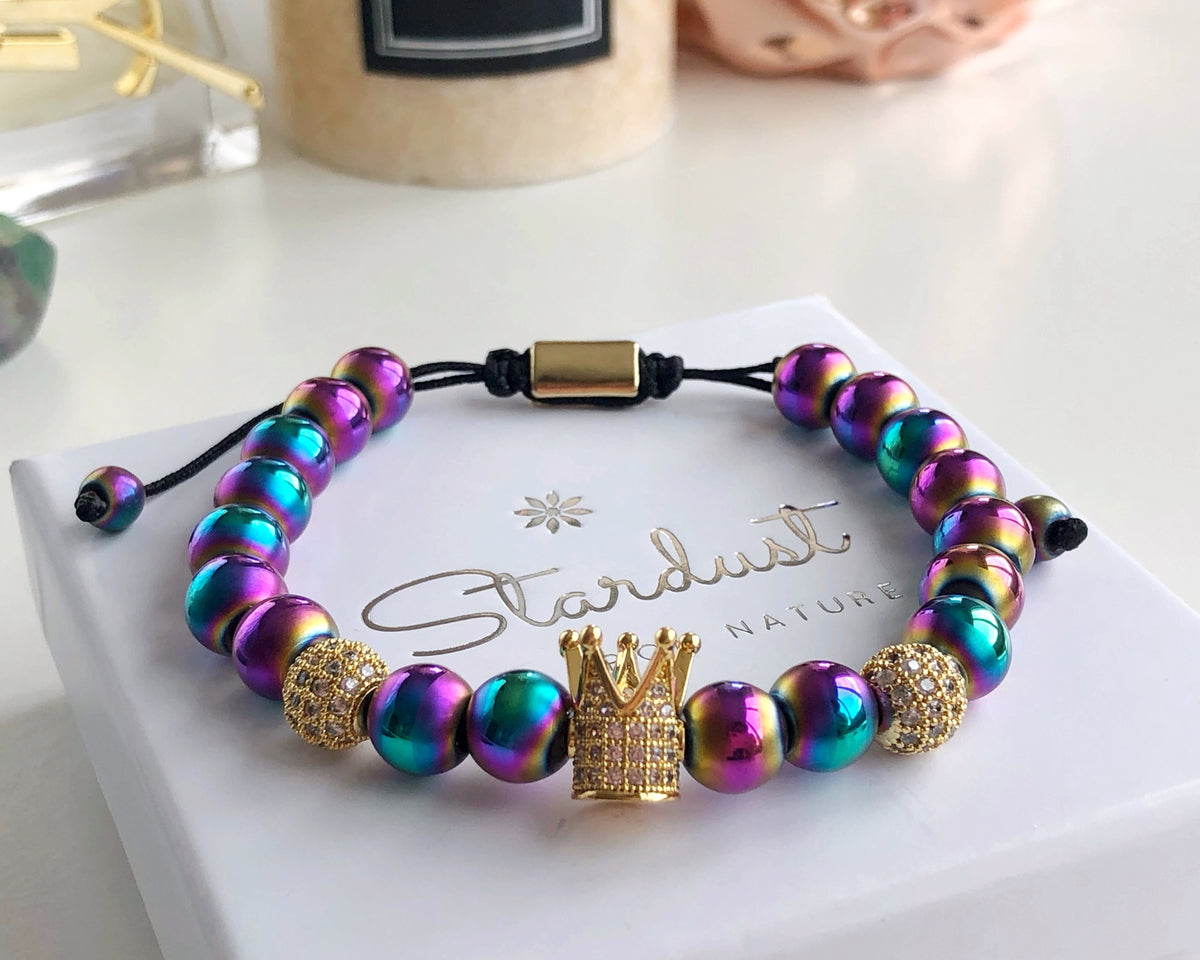 NEO CHROME | Men’s Iridescent Blue & Pink Zircon Bracelet