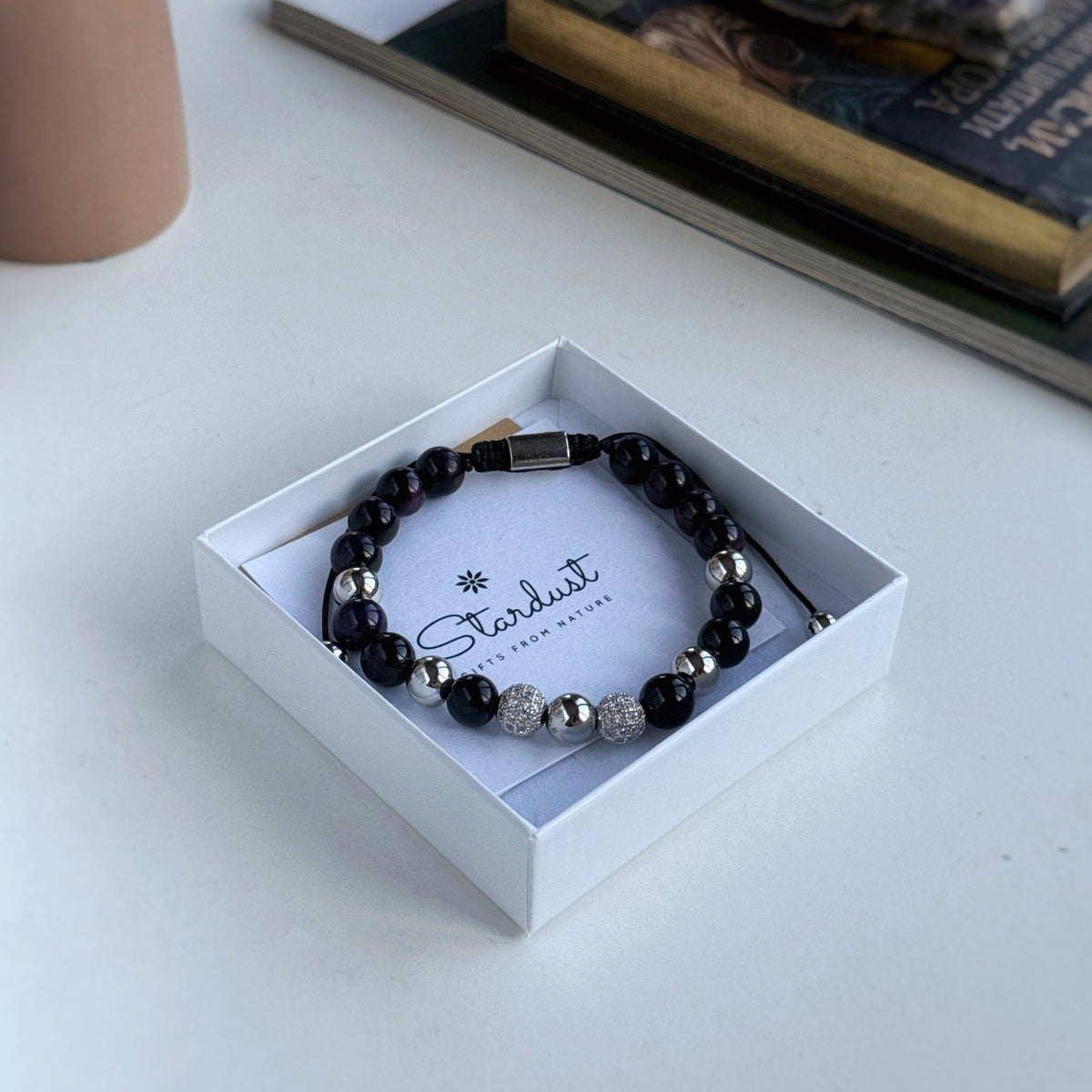 Luxury Men’s Bracelet Purple Tiger Eye Bracelet for Him