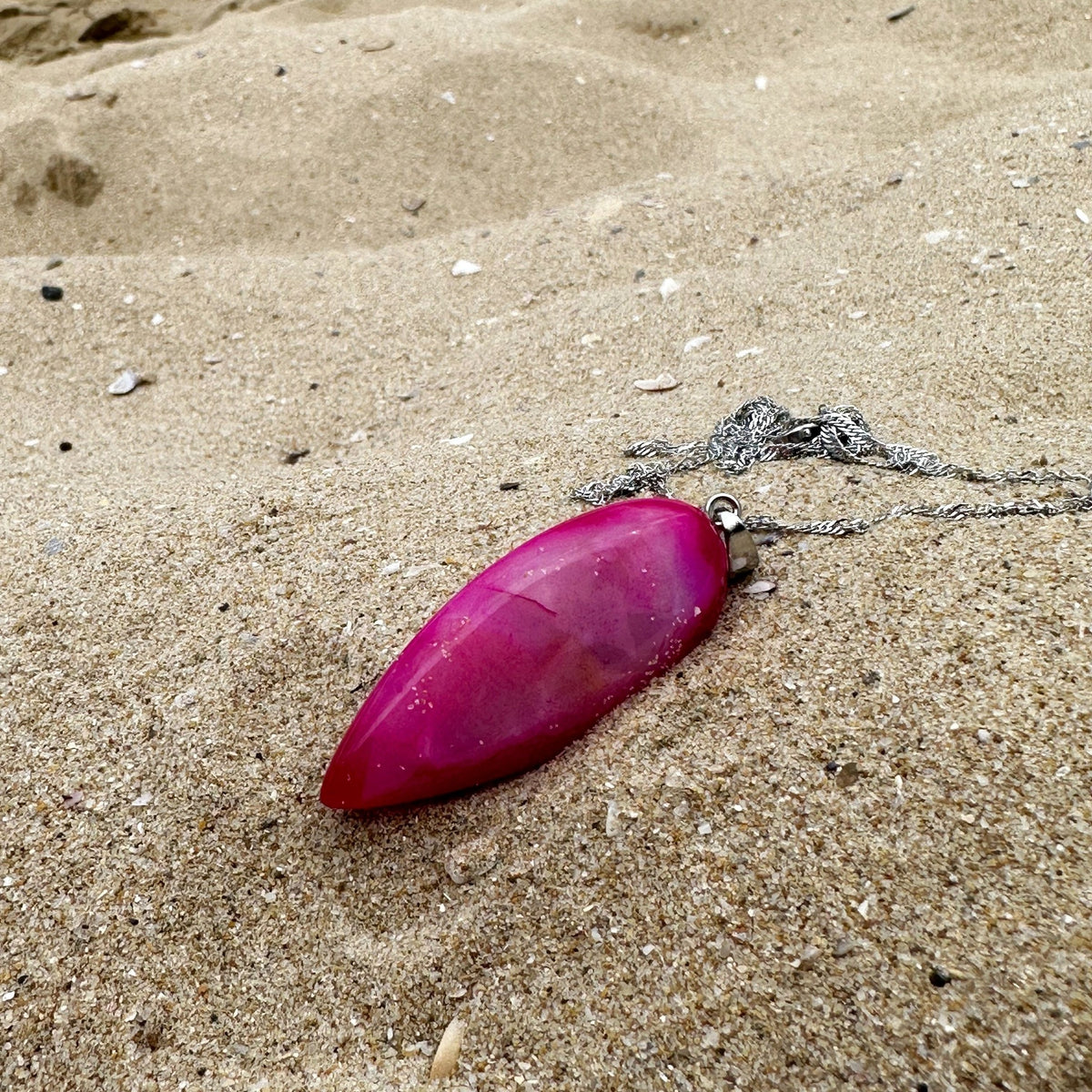 Magenta Pink Agate Point Pendant