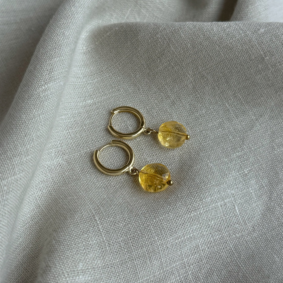 Natural Citrine Faceted Drop Earrings | Gold-Plated Gemstone Jewelry