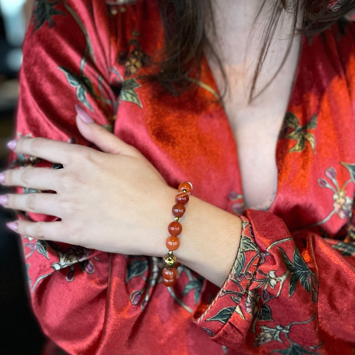 RADIANCE Carnelian Bracelet | Natural Orange Gemstone & Gold Hematite