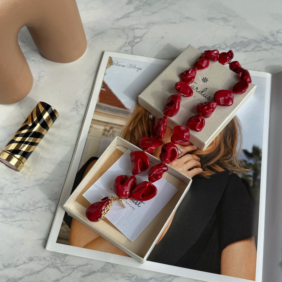 Red Baroque Pearl Necklace, Glamorous Evening Formal jewelry