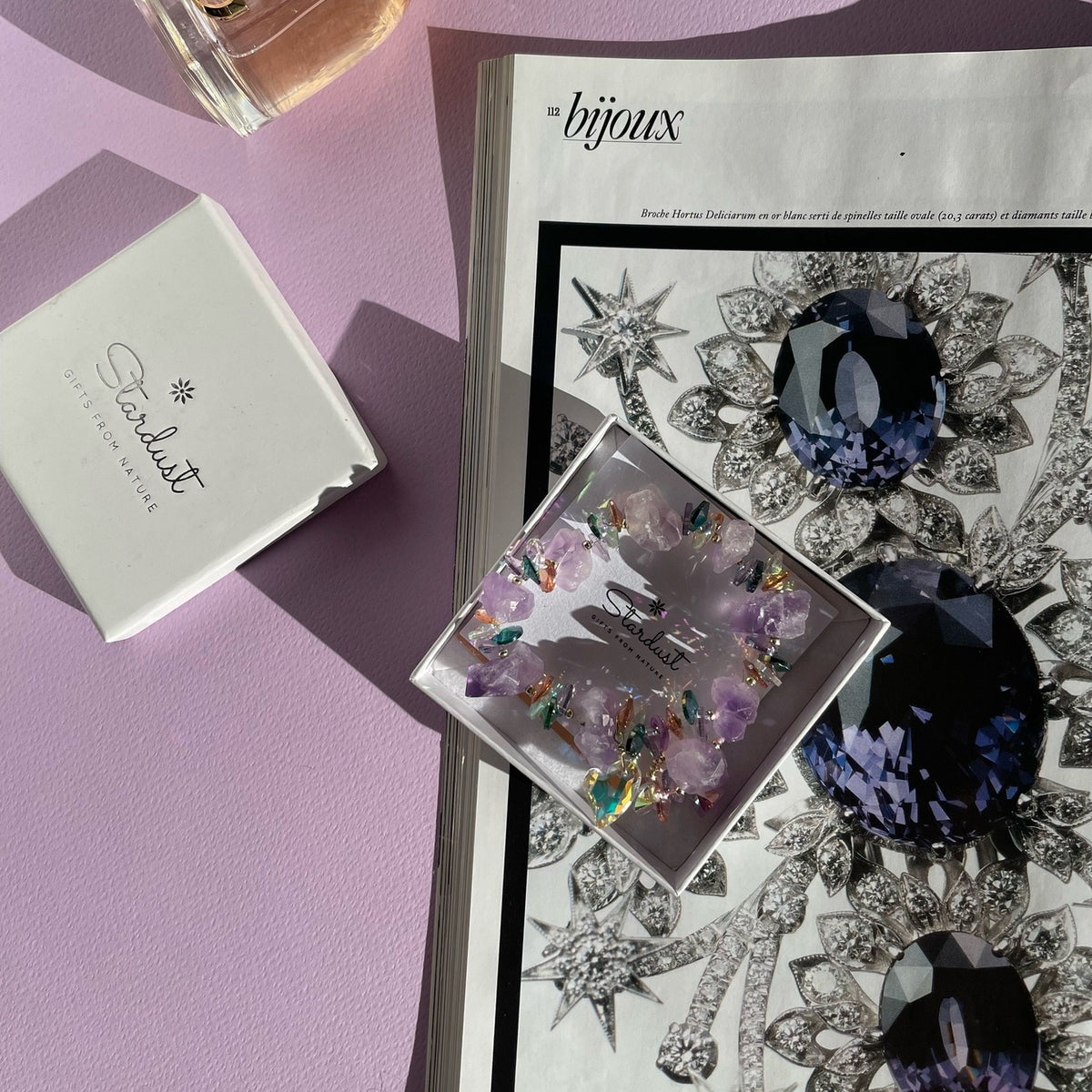 CRYSTAL DREAM | Raw Amethyst Bracelet with Iridescent Crystal Charms