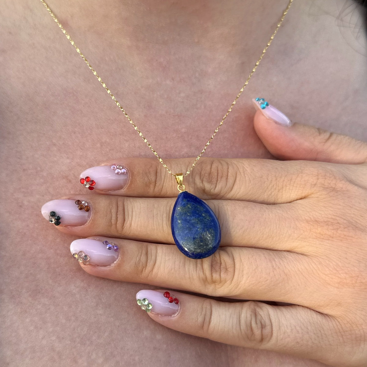 Lapis Lazuli drop pendant, Premium gemstone gift
