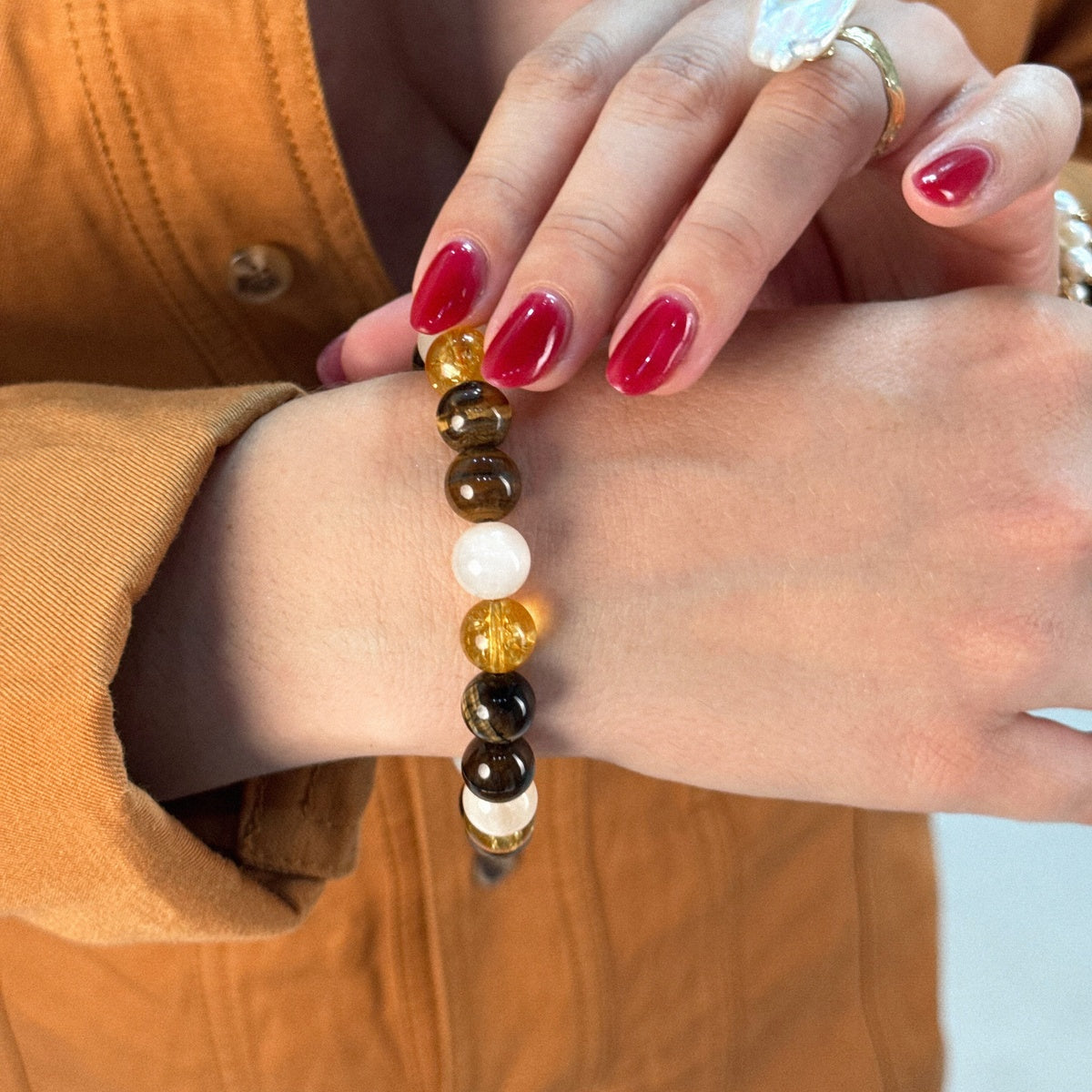 Citrine Moonstone Tiger Eye Bracelet